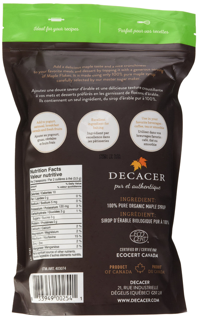 Decacer Organic Maple Flakes 500g 17.63oz - {Imported from Canada}